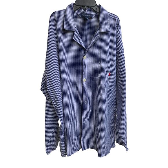 Polo Ralph Lauren Men’s Blue White Sleep Shirt Pajama Top XL - Picture 1 of 5